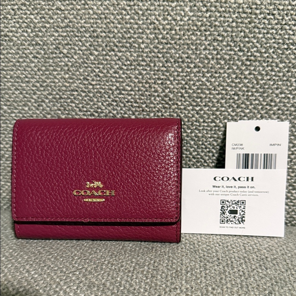 Coach Dark Pink Micro Leather Wallet NWT - Picture 2 of 8